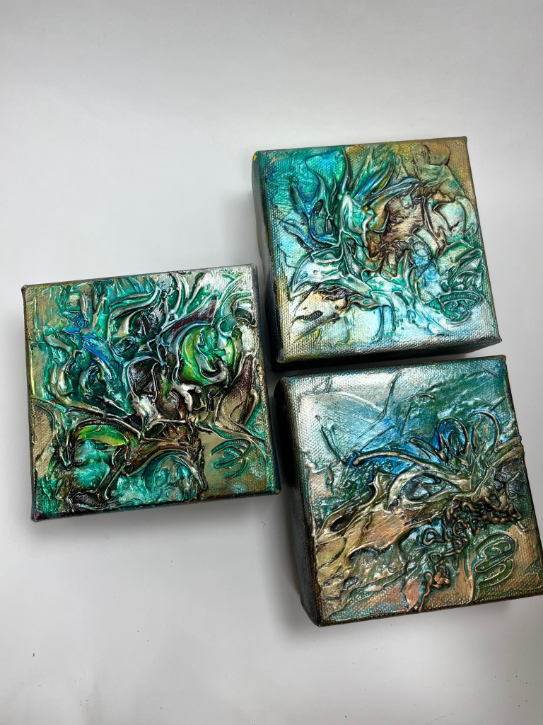 Trio petit format 4x4 texture art Joliette