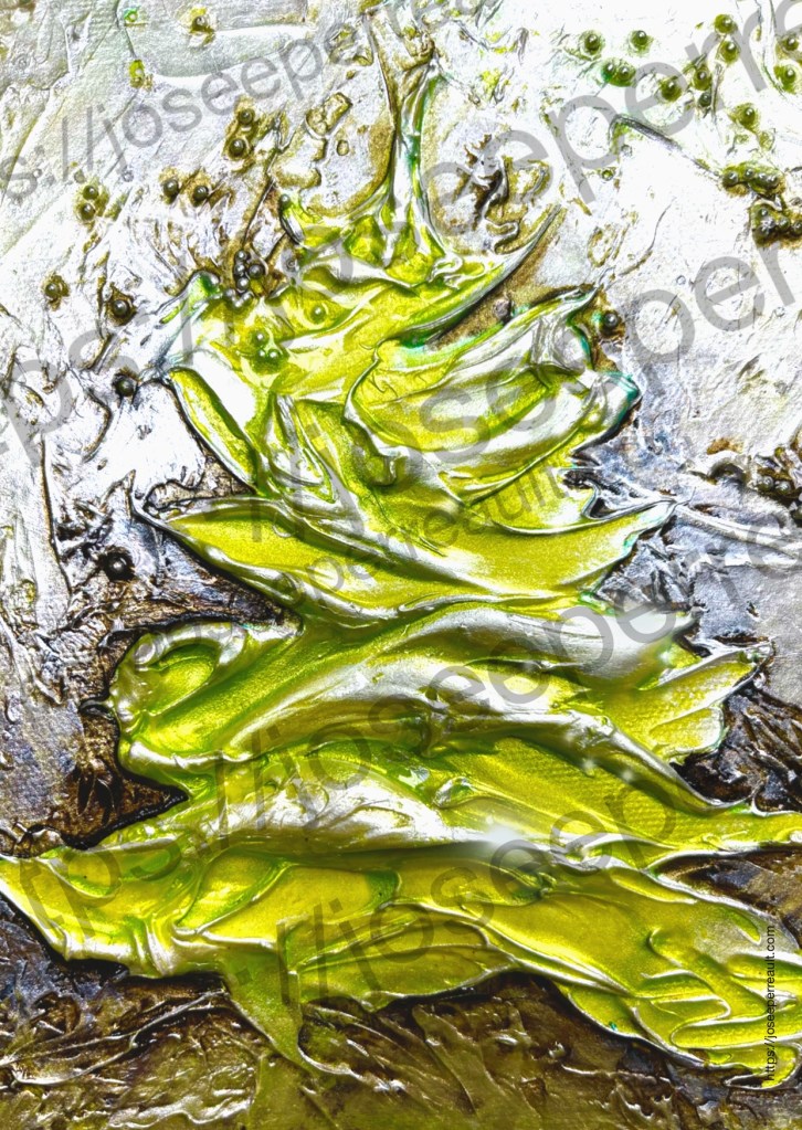 sapin vert art texturée, par l'artiste Joliettaine Josée Perreault