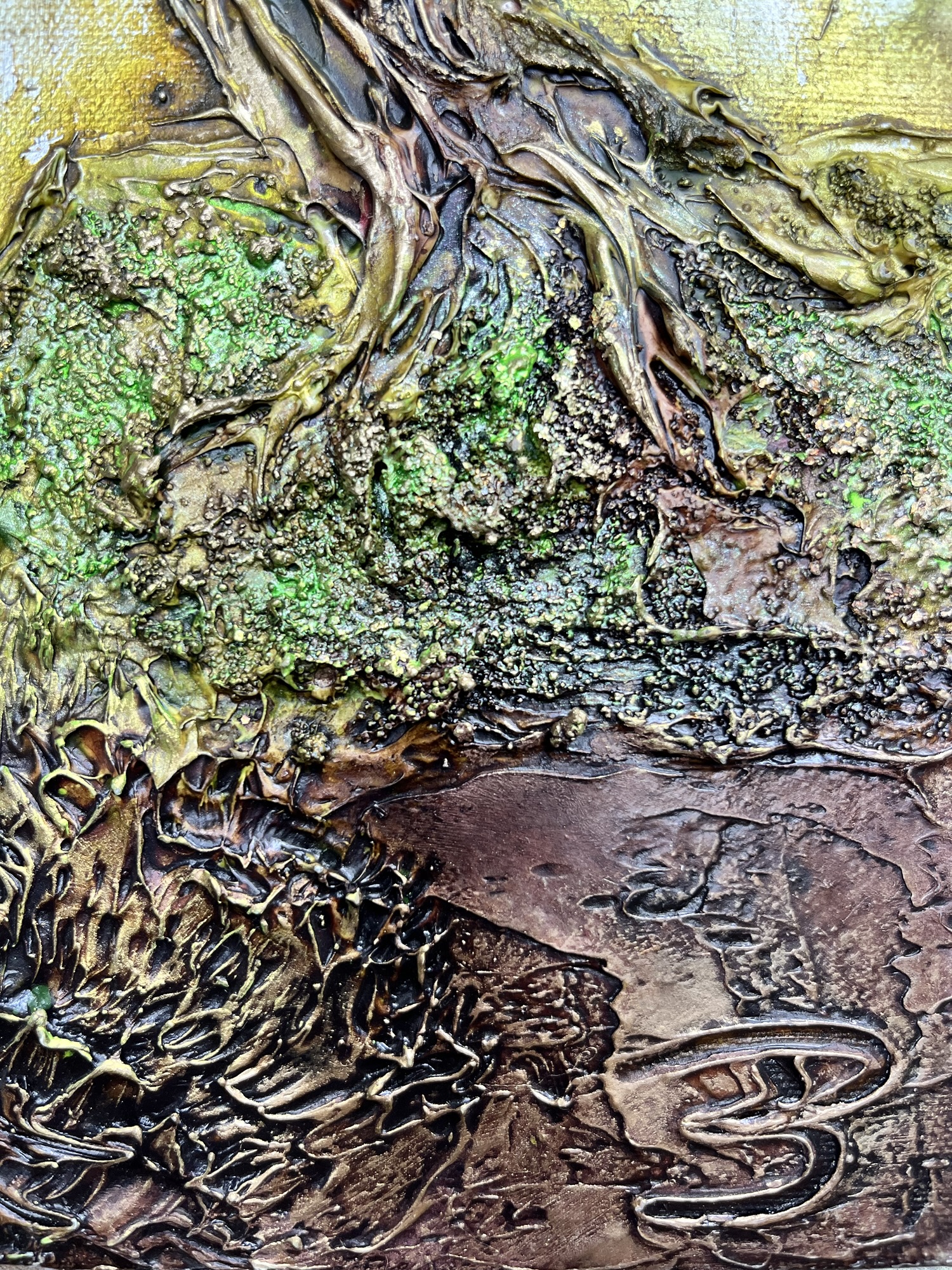 Texture mortier encre acrylique Joliette artiste atelier
